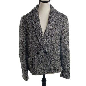 Talbots Jacket Blazer Gray Wool Blend Classic Lined Womens Size 14 Petite